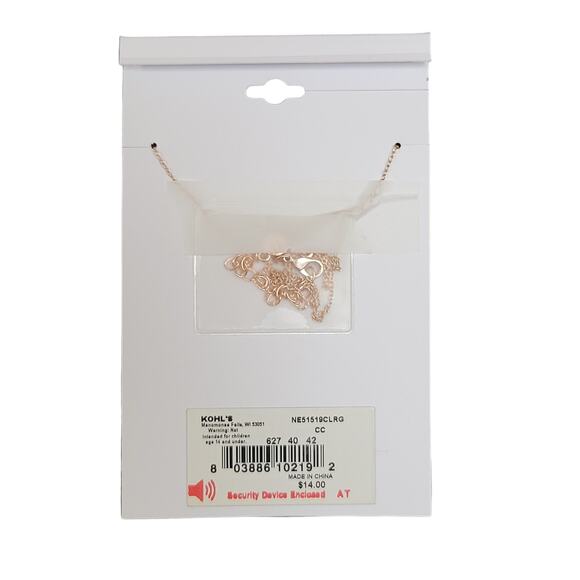 16" Initial M Necklace Rose Gold Tone Small Rhinestone Charm New Lauren Conrad - Picture 4 of 7